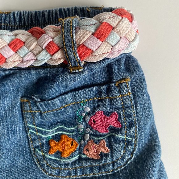 Baby Nass Chambray Embroidered Fish Ruffle Shorts 24 Months - Picture 5 of 8